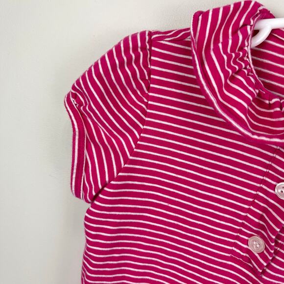 Busy Bees Eliza Ruffle Polo Pink Stripes 8 - Picture 2 of 7